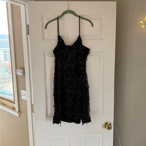 Elegant Black Fringe Dress